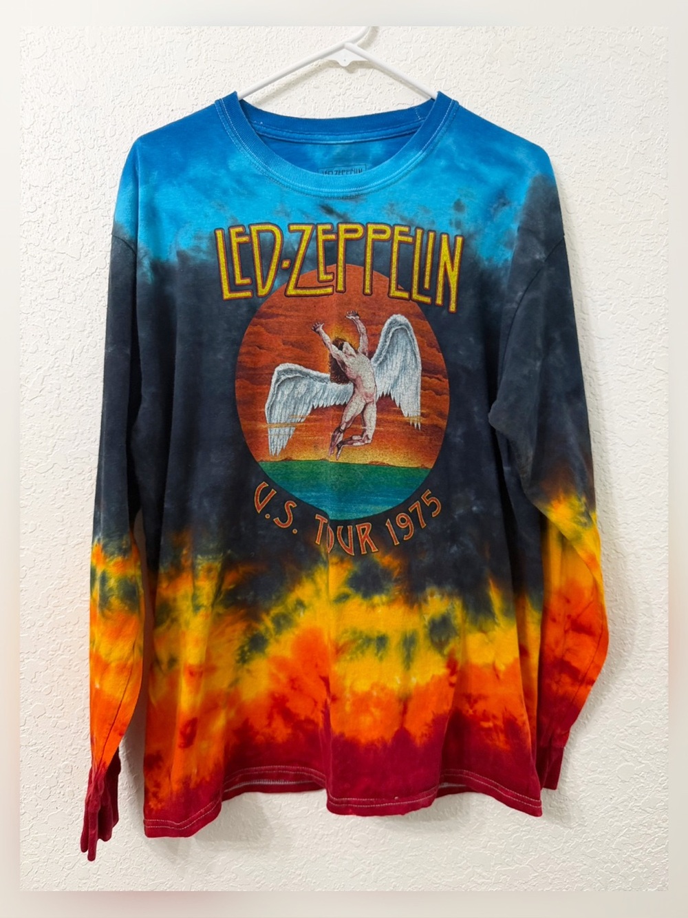Liquid Blue Led Zeppelin Icarus 1975 Tie-Dye Long Sleeve T-Shirt
